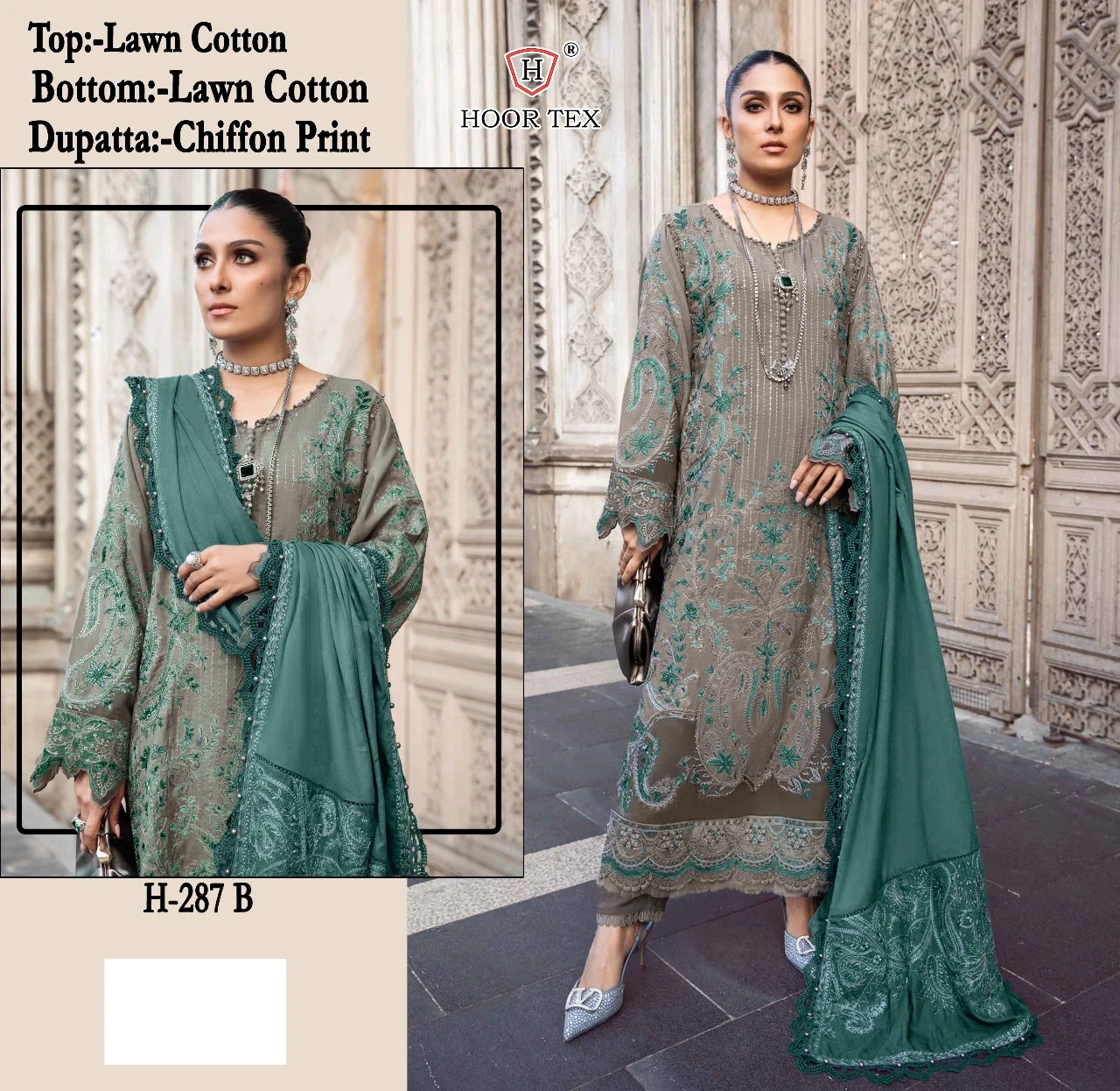 Hoor Tex H-287 A To D Heavy Rayon Wholesale Pakistani Salwar Suit Catalog — Wholesale Salwar Suits, hoor Tex wholesale from Surat - Gallery Image 7